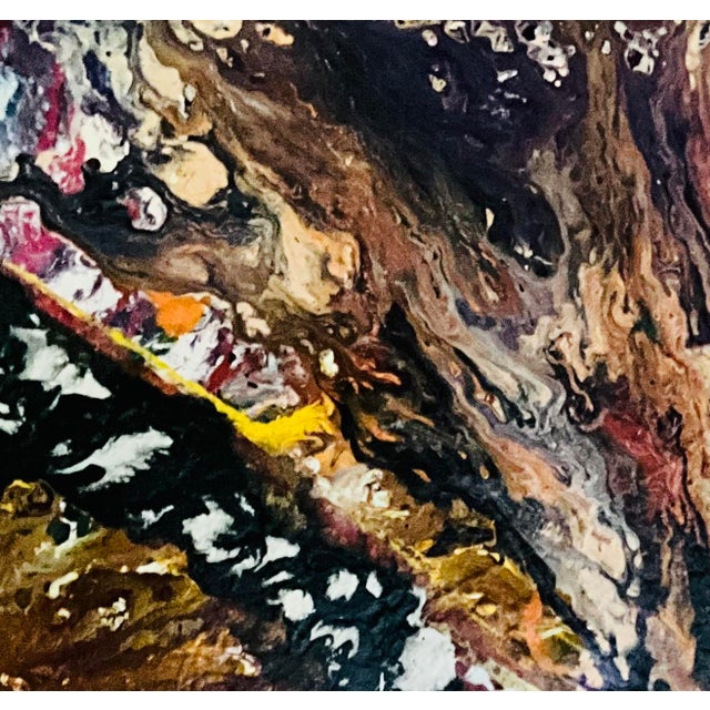 Abstract Dick Marconi 2008 Color Fusion Abstract Mixed-Media Painting in Ornate Gilt Frame For Sale - Image 3 of 6