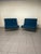 Pair of 1950s sofas completely restored. Brass feet and washable and stain-resistant fabric upholstery in teal color. The...