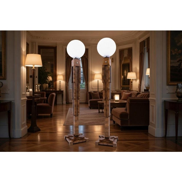 Black Art Deco Style Floor Lamps, Poland, 1940s, Set of 2 For Sale - Image 8 of 8