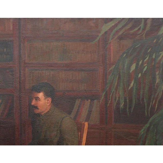 1940s Lenin and Stalin in Conversation, Alexander Moravov Oil Painting, Socialist Realism Soviet Vintage Art 1946 For Sale - Image 5 of 6