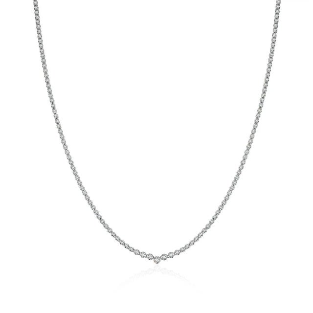 Nina Zhou Diamond Riviera Graduated Tennis Necklace in 14k Gold For Sale - Image 11 of 12