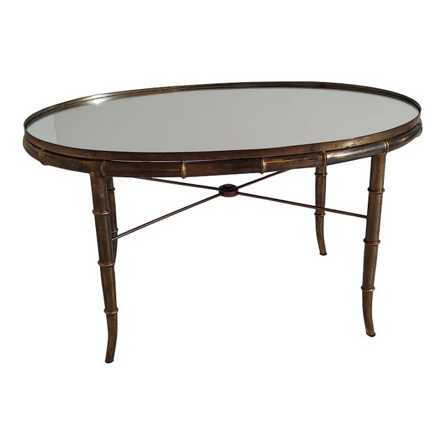 1970s Mastercraft Brass Table With Faux Bamboo Accents For Sale