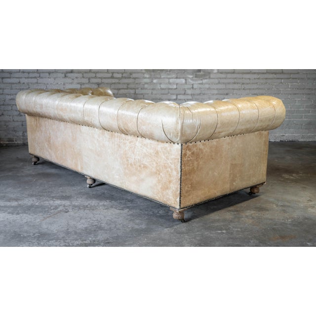 Restoration Hardware Tan Leather Kensington Luxe Sofa For Sale - Image 14 of 18