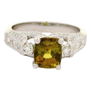 2.07 Carat Alexandrite Diamond 18k White Gold Ring, Gia Certified, Size 6.5 For Sale