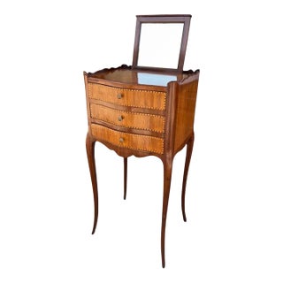 Antique Satinwood Inlaid Nightstand Dressing Side Table For Sale