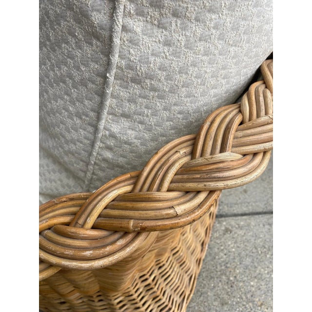 Mid 20th Century Wicker Occasional Chair With Ottoman For Sale - Image 10 of 12