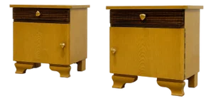 Pair - Mid Century Dutch Modern Nightstands | Art Deco Bedside Tables, C. 1950's