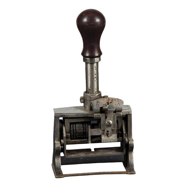 Vintage Plastic and Metal Number Stamp For Sale