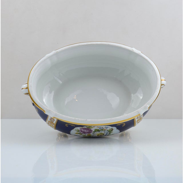 Elegant Portuguese porcelain jardinière manufactured by Artibus in Aveiro, Portugal, circa 1950s. The piece features a...