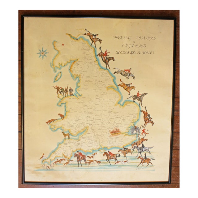 Hunting Counties of England, Scotland & Wales Map by b.c. Moore For Sale