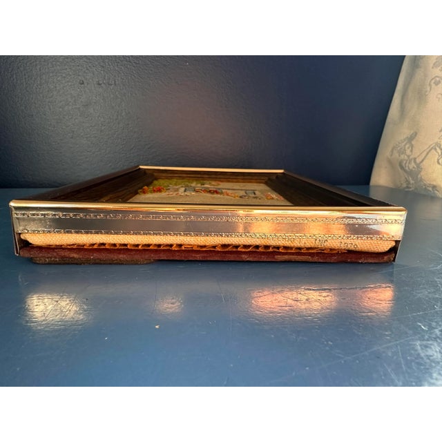 Ivory Vintage Framed Embroidered Cottage Textile For Sale - Image 8 of 9