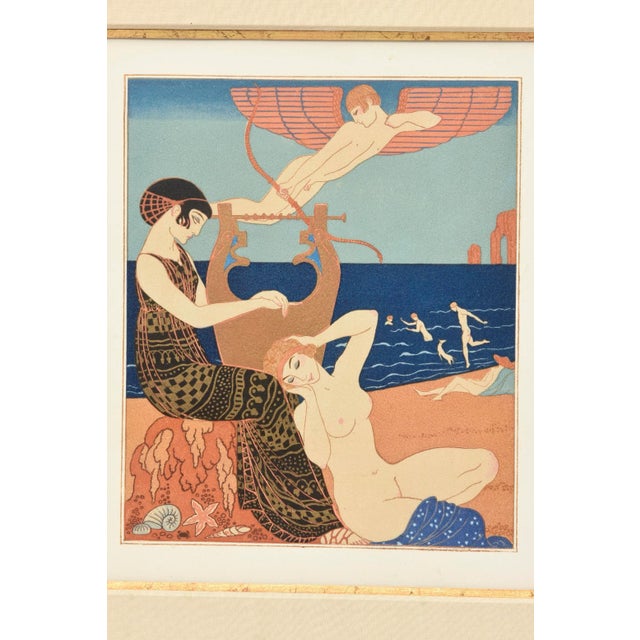 George Barbier Rare Georges Barbier Art Deco Custom Framed Pochoir From the Portfolio " Chansons De Biilitis" For Sale - Image 4 of 9