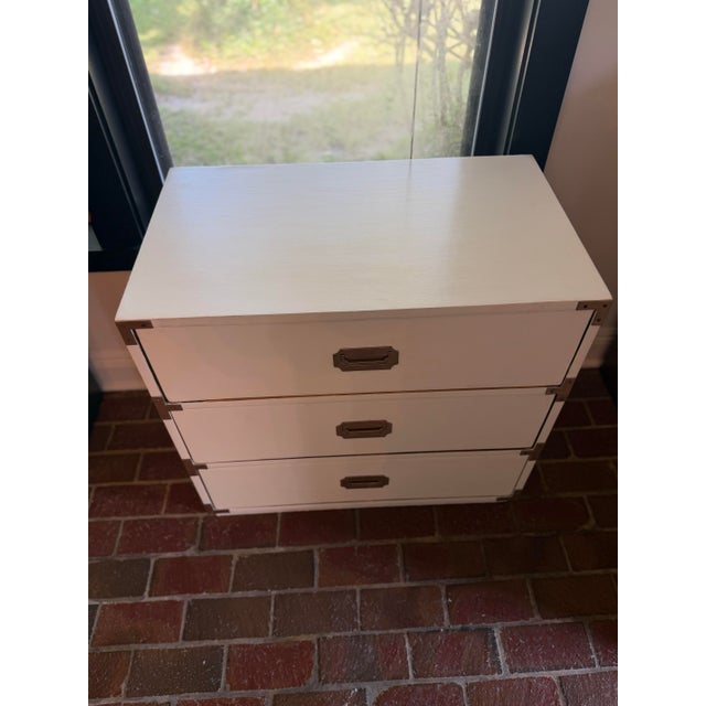 Mid-Century Modern Campaign Style Three Drawer Chest by Bernhardt For Sale In Baton Rouge - Image 6 of 11