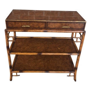 1990s Theodore Alexander Console Table With Brass Hardware and Two Drawers For Sale
