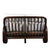 A pretzel rattan settee, its frame bent into the curled, ribbon-like loops that give pretzel rattan its name. The open,...