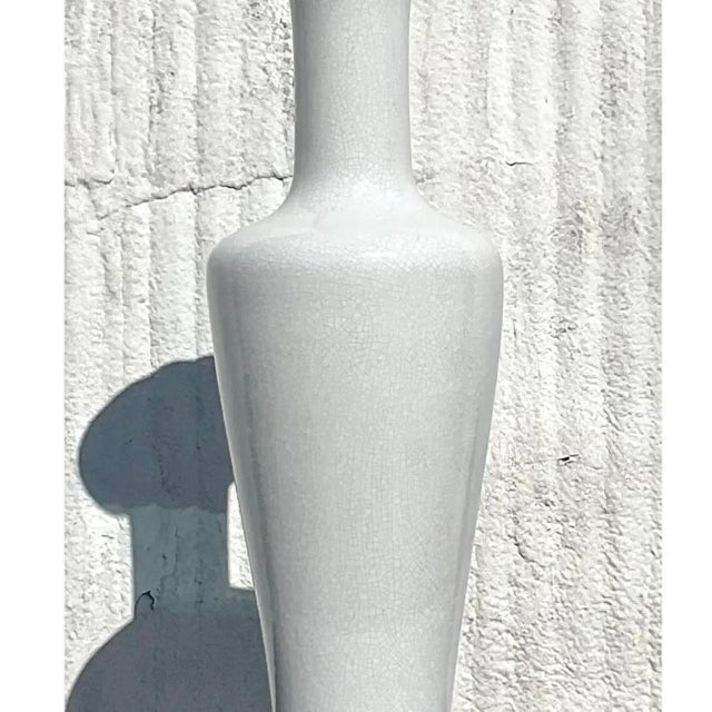 Vintage Coastal Crackle Glaze Tall Vase For Sale - Image 13 of 14
