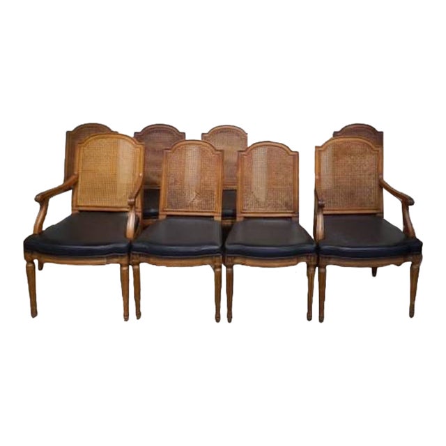 Vintage Henredon Cane Back Dining Chairs Set of 8 Chairish