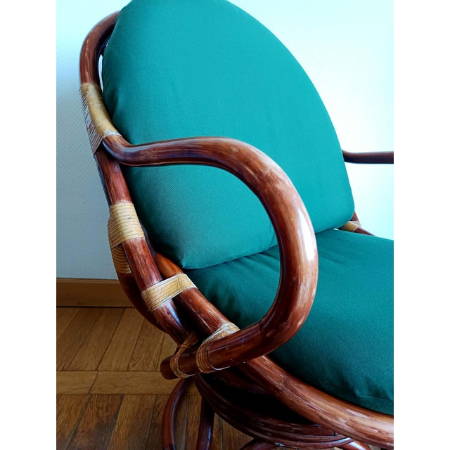 Swivel Rattan Lounge Chairs, 1970s, Set of 2 For Sale - Image 6 of 15