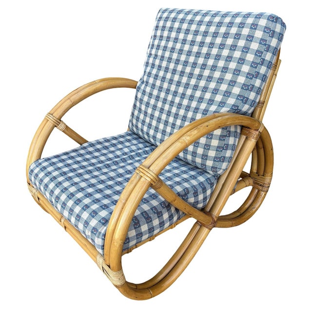 Mid-Century Modern 1950s Restored Mid-Century Double Strand Full Round Rattan Lounge Chair For Sale - Image 3 of 7