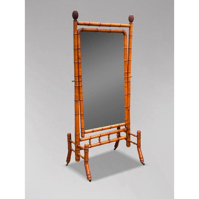 19th Century Large Faux Bamboo Cheval Mirror, 1880 For Sale - Image 10 of 10