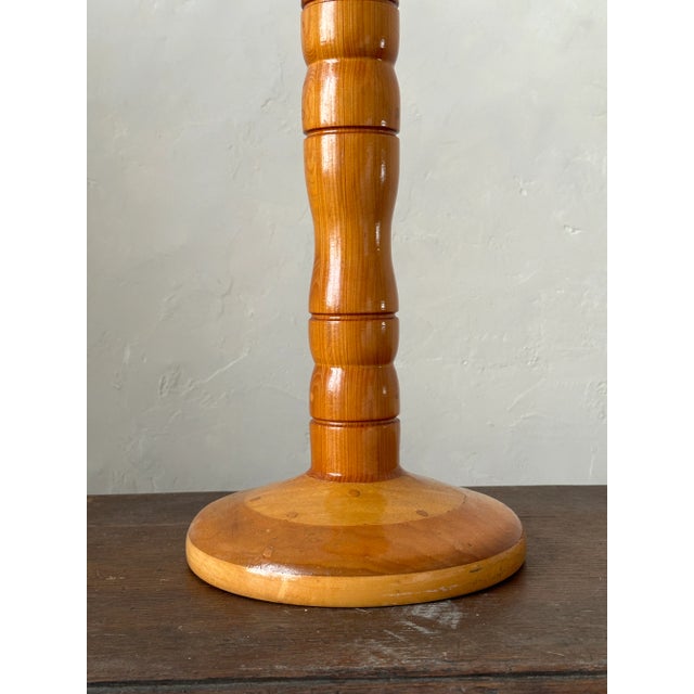Late 20th Century Handmade Turned Wood Table Lamp For Sale - Image 4 of 6