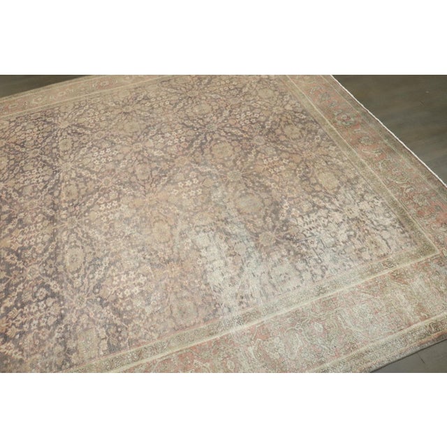Brown Early 20th Century Square Distressed Persian Mahal Carpet - 9' x 10'4" For Sale - Image 8 of 9