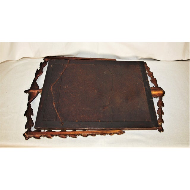Brown Antique Neo-Classical Wooden Mirror With Gold Gilt Urn Leaves and Lion For Sale - Image 8 of 8