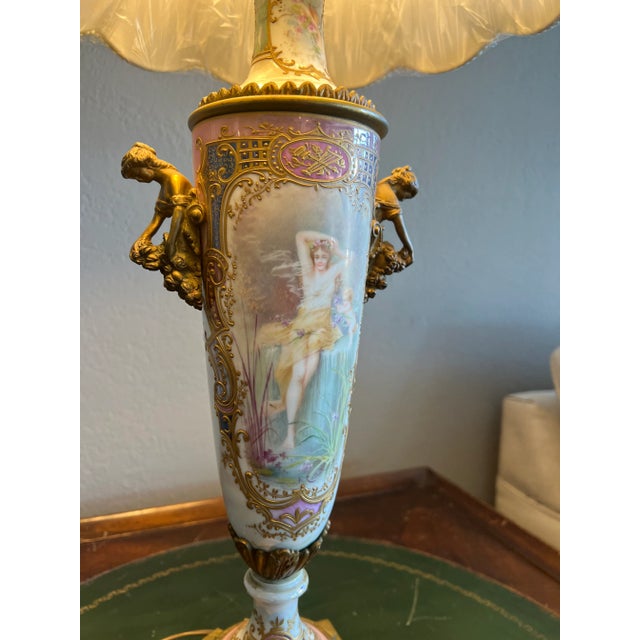 19th Century Porcelain Hand Painted Table Lamp Signed For Sale - Image 12 of 12