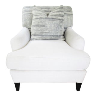 European Authentic Antique Linen & Tribal Slope Chair For Sale