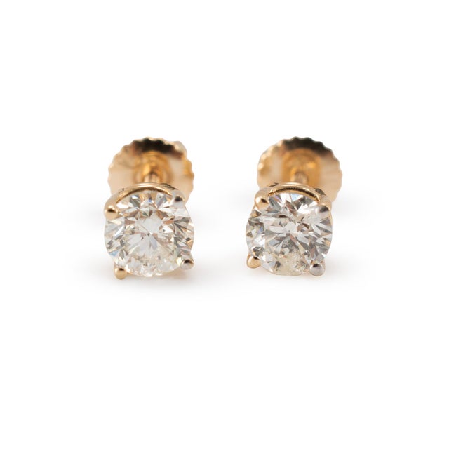 Gender: Unisex Metal Type: 14K Yellow Gold Length: 0.25 inches Width: 5.00 mm Weight: 1.18 grams 14K yellow gold, diamond...