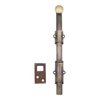 Vintage 9 In. Brass Surface Door Bolt For Sale