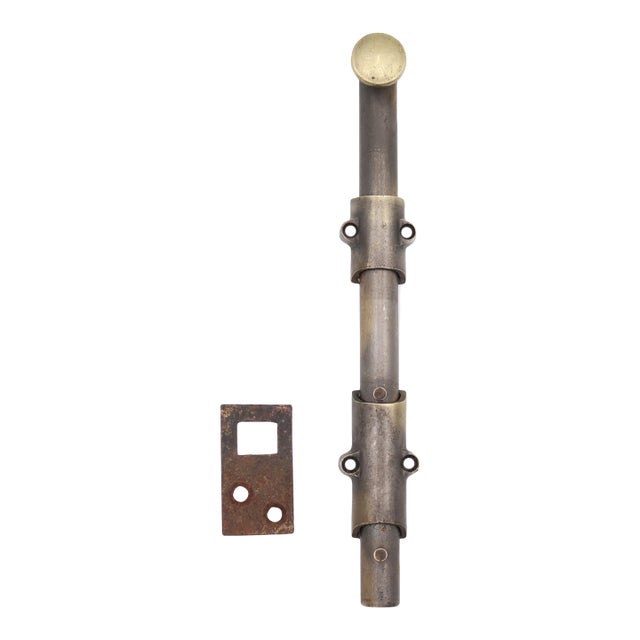 Vintage 9 In. Brass Surface Door Bolt For Sale