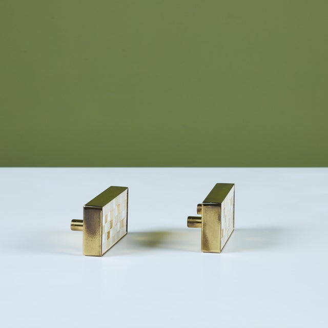 Metal Pair of Eddie Egan Mosaic Tile Door Pulls For Sale - Image 7 of 12