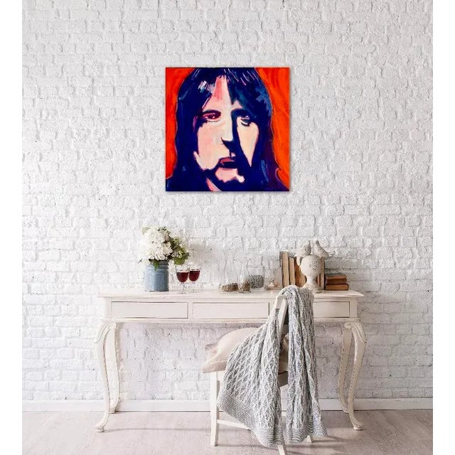 Textile Modern Pop Art Portrait Oil Painting, Original For Sale - Image 7 of 12