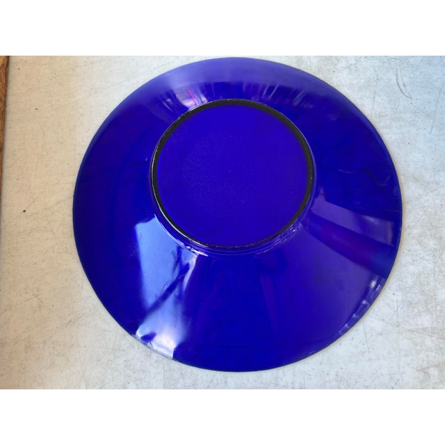 Vintage Large Shallow Cobalt Blue Decorative or Serving Bowl For Sale In West Palm - Image 6 of 6