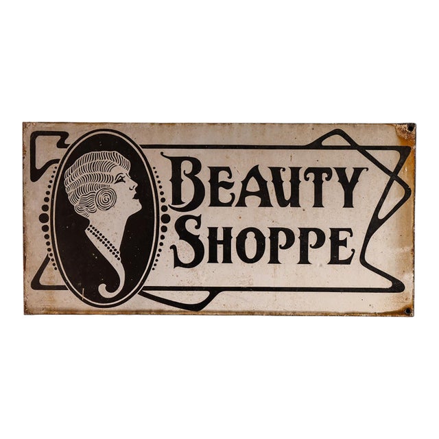 Art Deco "Beauty Shoppe" DSP Flange Storefront Sign For Sale
