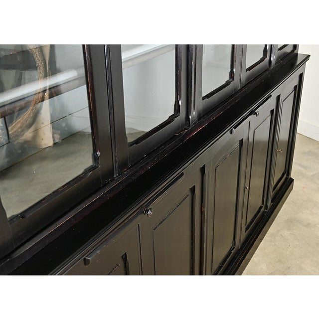 English Antique Painted & Ebonized Large Bookcase For Sale - Image 13 of 14