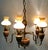 Antique Brass Ceramic Glass Five Lights Chandelier, 1930s For Sale - Image 8 of 9