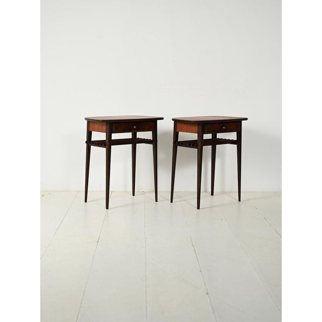 Scandinavian Mahogany Bedside Tables, 1950s, Set of 2 For Sale - Image 3 of 9