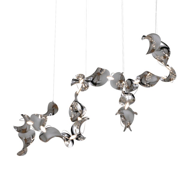 Dune 16 Spiral Pendant Light with Silver Polished Shades by Daniel Becker For Sale - Image 11 of 11