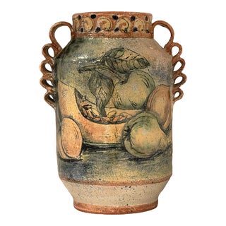 Vintage Mexican Majolica Vase Signed Capelo For Sale