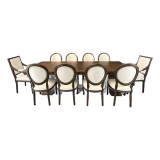 11 Piece Restoration Hardware Dining Set With 9-12ft Table and French Chairs For Sale