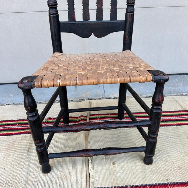 Antique Black-Painted New England Banister-Back Side Chair, Circa 1750s For Sale - Image 9 of 18