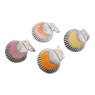 Partially Silvered Cockle Place Card Holders - Set of 4 For Sale