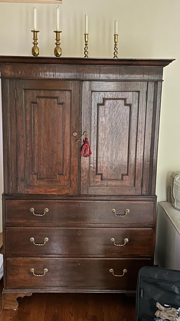 18th-Century English George II Mahogany Linen Press, C. 1750