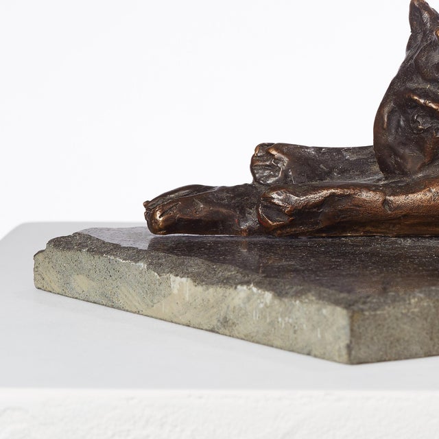 Dominik Albinski, Polish Modernist Stretching CAT Bronze Expressionist Art Sculpture For Sale - Image 4 of 4