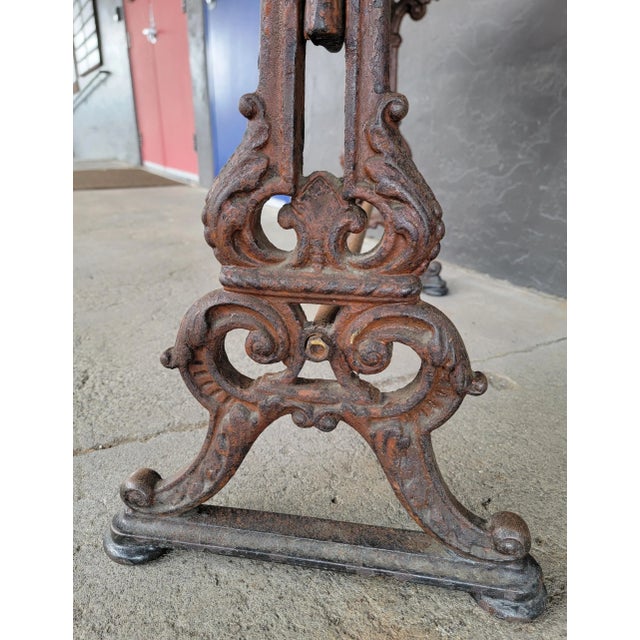 Wood Antique Cast Iron Pub Table Circa. 1900 For Sale - Image 7 of 10
