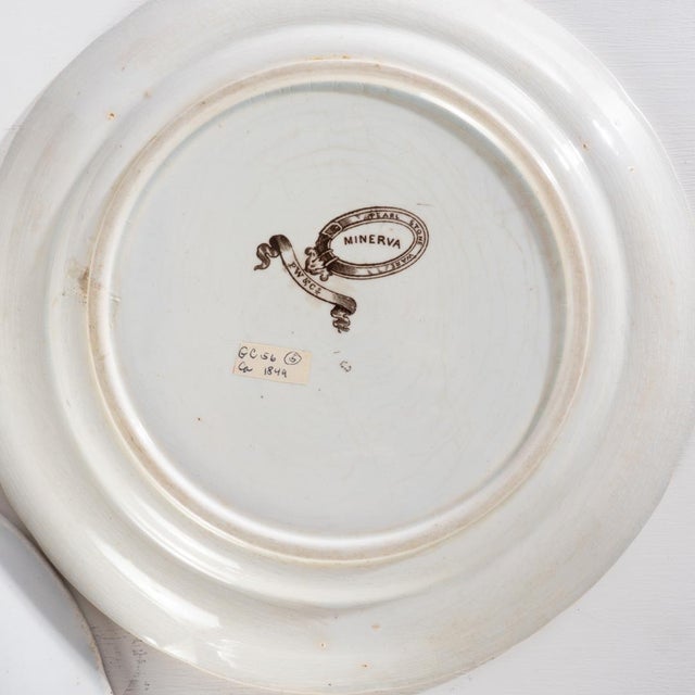 Brown 5 Mid 19th Century Brown Transferware Plates by Podmore Walker and Co. "Minerva Pattern" For Sale - Image 8 of 9