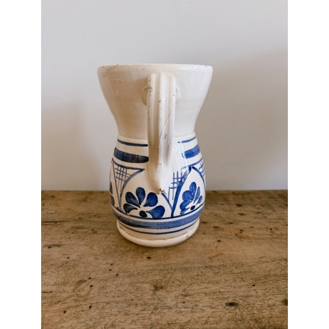 Italian 1950s Blue and White Vintage Pitcher From Italy For Sale - Image 3 of 4
