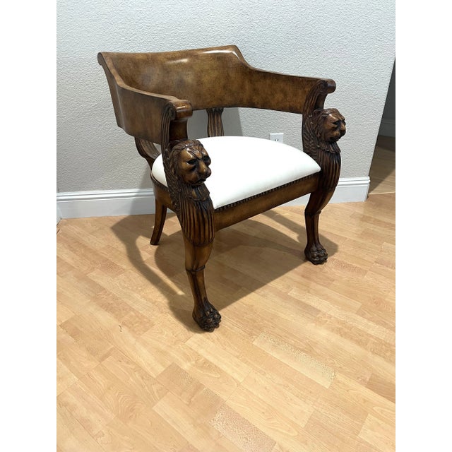 Antique Regency Lions Head Arm Desk Chair in beautiful Mahogany France 1820’s. This is a substantial chair with beautiful...